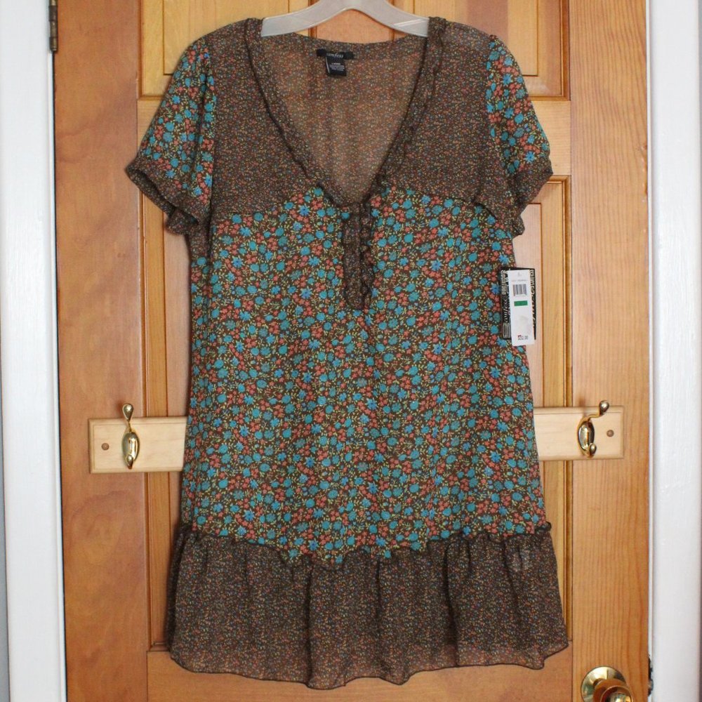 Confess Sheer Floral Print Blouse